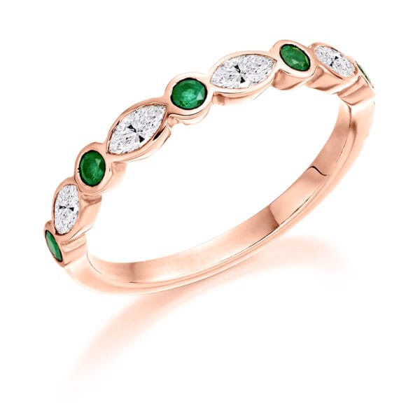 Round Brilliant Diamond  Knife Edge Half Eternity Ring with 50% Coverage - Image 3