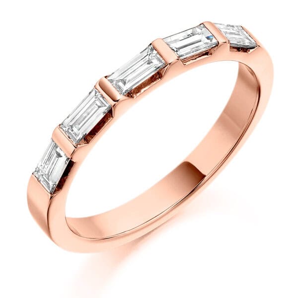 Baguette Cut Diamond Eternity Style Ring, Bar Set with 33% Diamond Coverage, 2.6mm 0.45 Carat Total Diamond Weight - Image 3