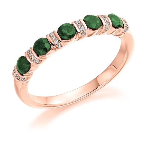Round Brilliant Diamond  Offset Channel Set Half Eternity Ring with 75% Coverage - Image 3