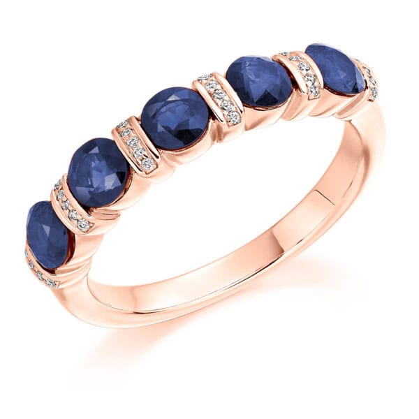 Round Brilliant Diamond  Offset Channel Set Half Eternity Ring with 75% Coverage - Image 3