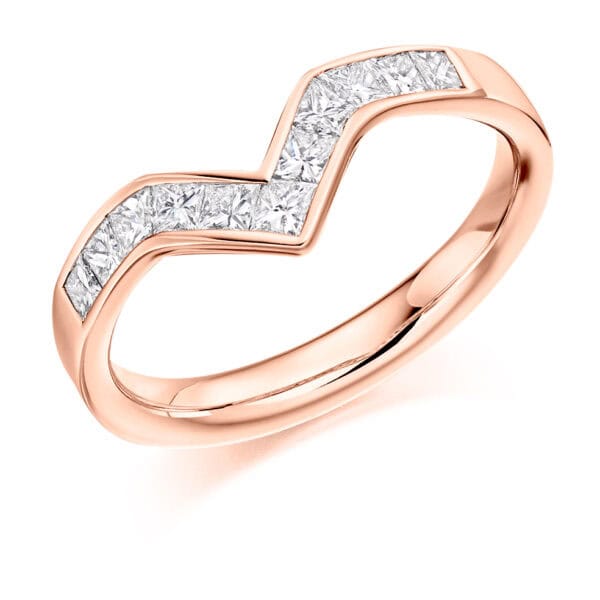 Curved and Shaped Style, Channel Set, Princess Cut Diamond Eternity Ring with 30% Diamond Coverage, 3 mm Width - Image 3