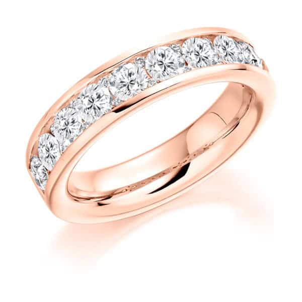 Round Brilliant Diamond Eternity Style Ring, Channel Set with Diamond Spacers with 50% Diamond Coverage, 4.8mm 1.6 Carat Total Diamond Weight - Image 3