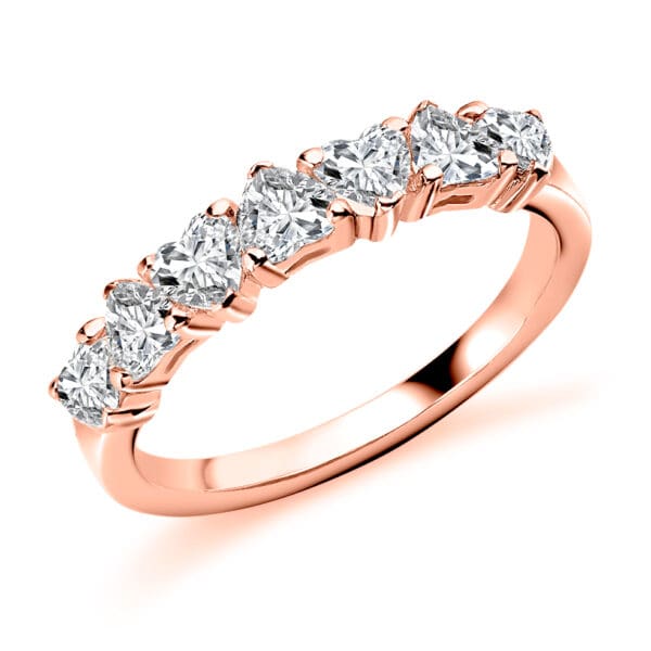 Heart Cut Diamond Eternity Style Ring, Claw Set with 40% Diamond Coverage, 4mm 1.25 Carat Total Diamond Weight - Image 3