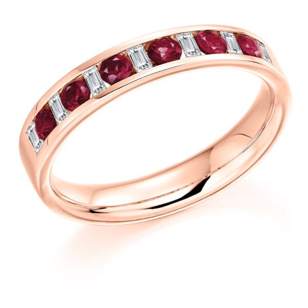 Round Brilliant Diamond  Offset Micro Claw Half Eternity Ring with 75% Coverage - Image 3