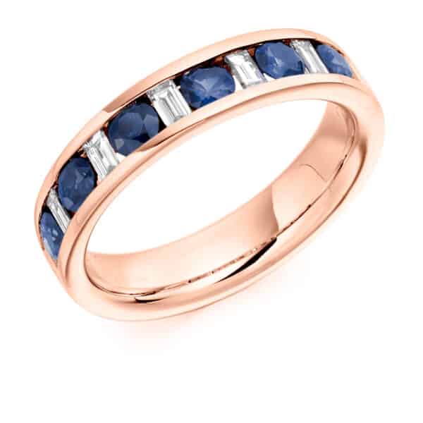 Round Brilliant Diamond  Milgrain Bezel Set Half Eternity Ring with 30% Coverage - Image 3
