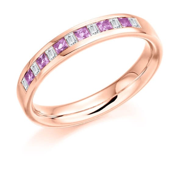 Round Brilliant Diamond  Milgrain Bezel Set Half Eternity Ring with 40% Coverage - Image 3