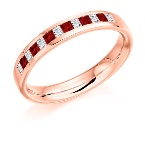 Round Brilliant Diamond  Milgrain Bezel Set Half Eternity Ring with 40% Coverage - Image 3