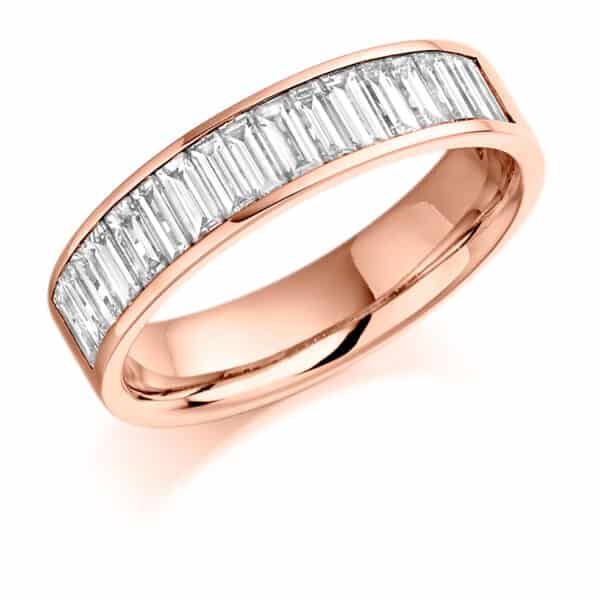 Baguette Cut Diamond Eternity Style Ring, Channel Set with 40% Diamond Coverage, 4.7mm 1 Carat Total Diamond Weight - Image 3