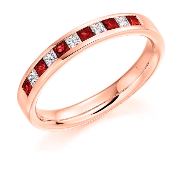 Round Brilliant Diamond  Triple Row Micro Claw Half Eternity Ring with 30% Coverage - Image 3