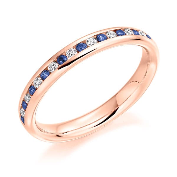 Round Brilliant Diamond  Triple Row Micro Claw Half Eternity Ring with 50% Coverage - Image 3