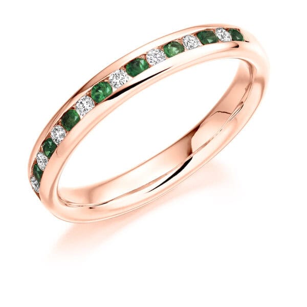 Round Brilliant Diamond  Triple Row Micro Claw Half Eternity Ring with 60% Coverage - Image 3