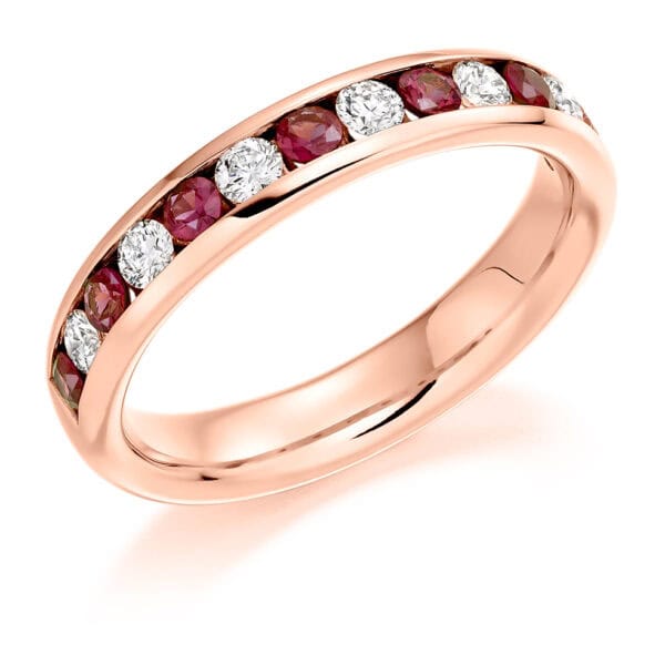 Round Brilliant Diamond  Triple Row Micro Claw Half Eternity Ring with 75% Coverage - Image 3
