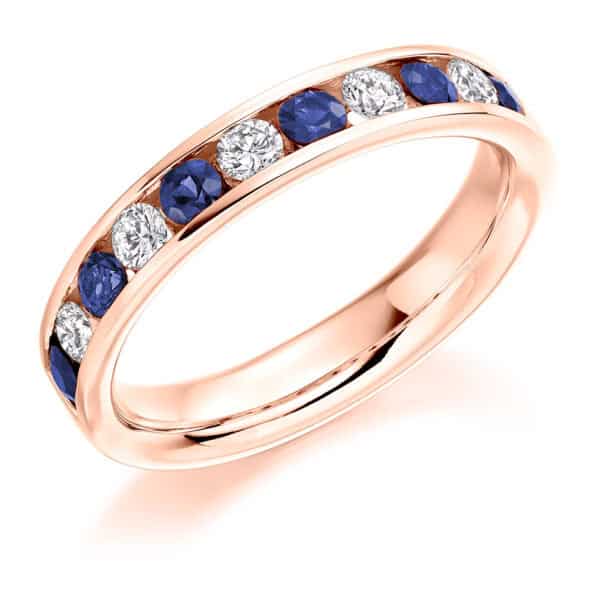 Round Brilliant Diamond  Triple Row Micro Claw Half Eternity Ring with 75% Coverage - Image 3