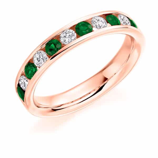 Round Brilliant Diamond  Triple Row Micro Claw Half Eternity Ring with 75% Coverage - Image 3