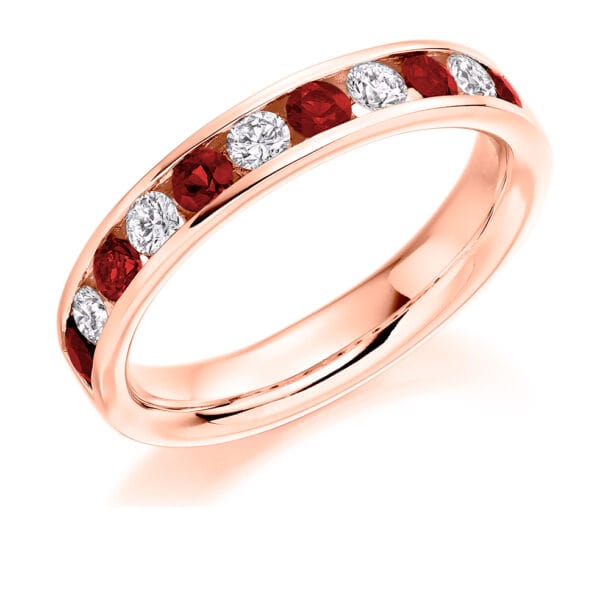 Round Brilliant & Baguette Cut Diamond  Entwined Double Row, Curved Half Eternity Ring with 30% Coverage - Image 3