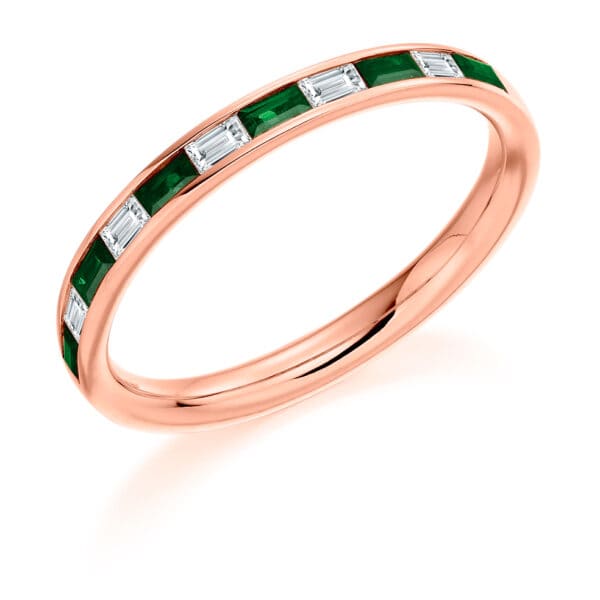 Round Brilliant & Baguette Cut Diamond  Entwined Double Row, Curved Half Eternity Ring with 50% Coverage - Image 3