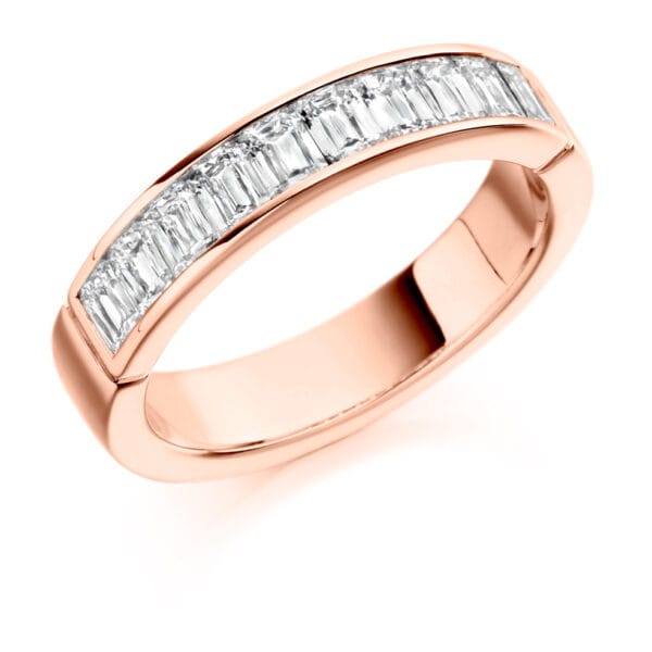 Crisscut Emerald Diamond Eternity Style Ring, Channel Set with 40% Diamond Coverage, 4.4mm 1 Carat Total Diamond Weight - Image 3