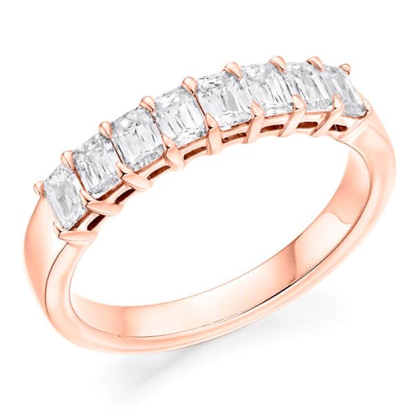 Crisscut Emerald Diamond Eternity Style Ring, Claw Set with 33% Diamond Coverage, 3.7mm 1 Carat Total Diamond Weight - Image 3
