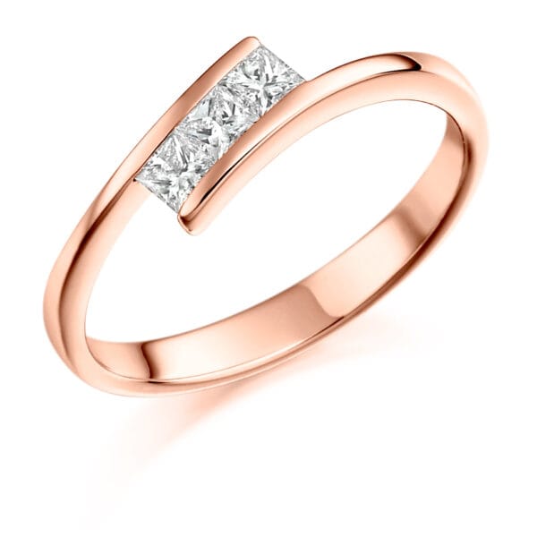 Tension Set Trilogy Diamond Engagement Ring - Image 3