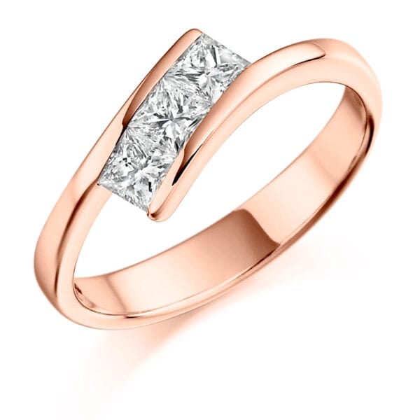 Tension Set Trilogy Diamond Engagement Ring - Image 3