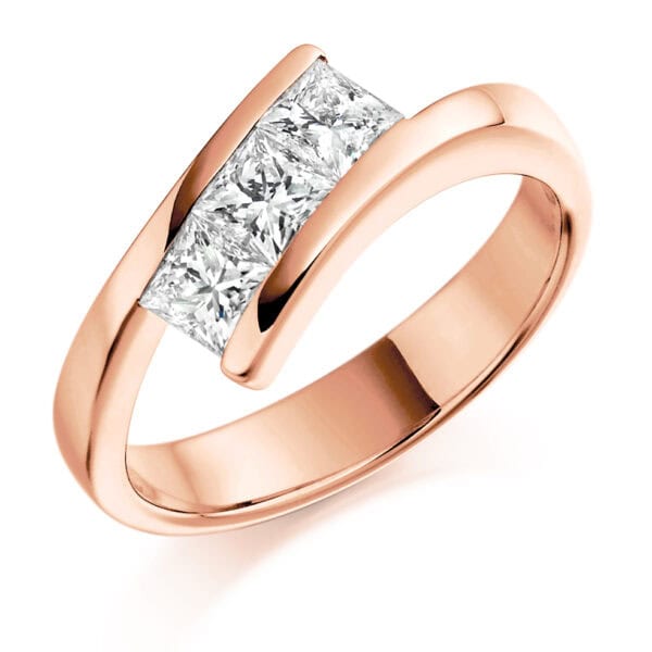 Tension Set Trilogy Diamond Engagement Ring - Image 3