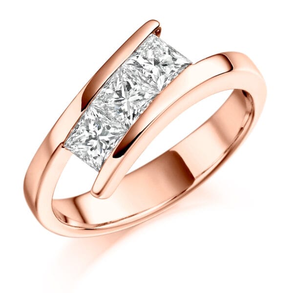 Tension Set Trilogy Diamond Engagement Ring - Image 3