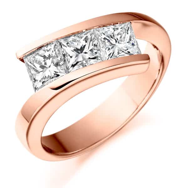 Tension Set Trilogy Diamond Engagement Ring - Image 3
