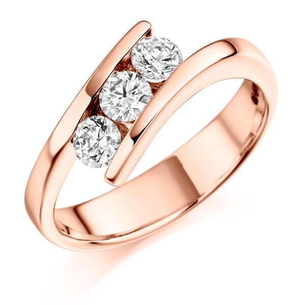 Tension Set Trilogy Diamond Engagement Ring - Image 3