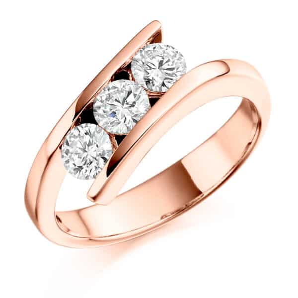 Tension Set Trilogy Diamond Engagement Ring - Image 3