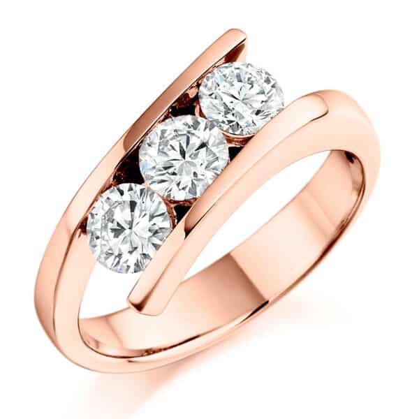 Tension Set Trilogy Diamond Engagement Ring - Image 3
