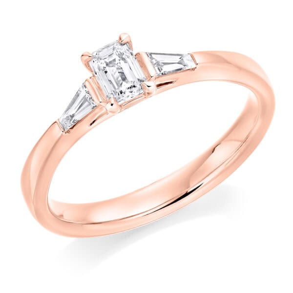 Emerald Cut Trilogy Diamond Engagement Ring - Image 3