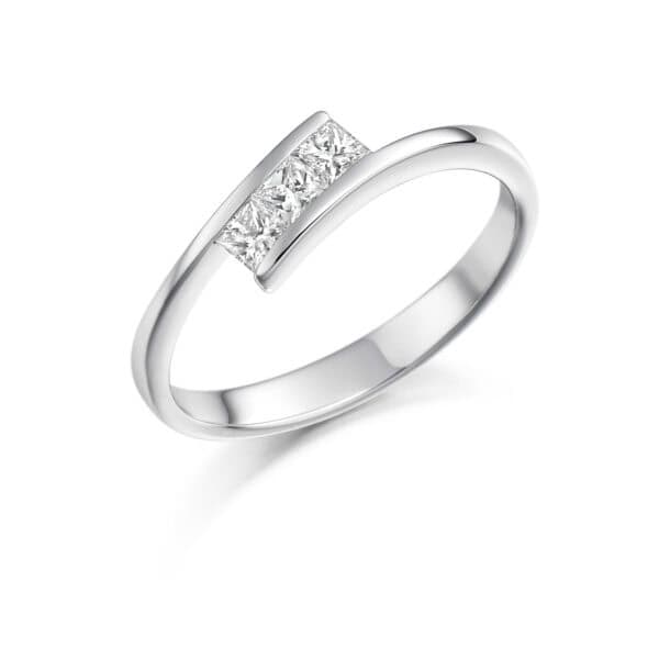 Tension Set Trilogy Diamond Engagement Ring