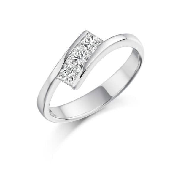 Tension Set Trilogy Diamond Engagement Ring