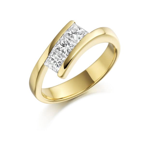 Tension Set Trilogy Diamond Engagement Ring