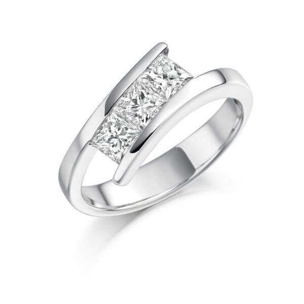 Tension Set Trilogy Diamond Engagement Ring