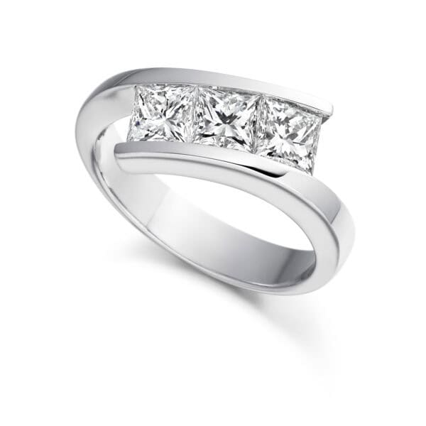 Tension Set Trilogy Diamond Engagement Ring