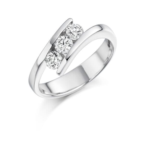 Tension Set Trilogy Diamond Engagement Ring