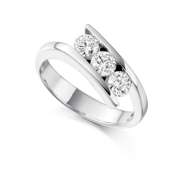 Tension Set Trilogy Diamond Engagement Ring