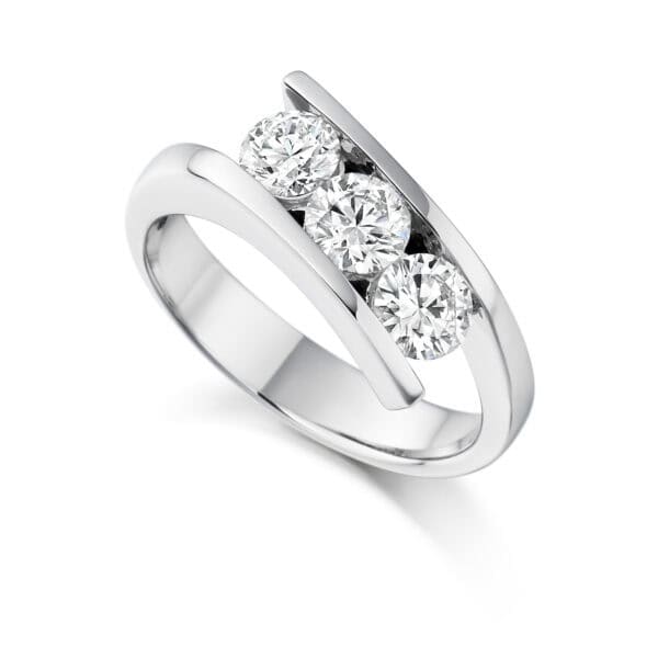 Tension Set Trilogy Diamond Engagement Ring