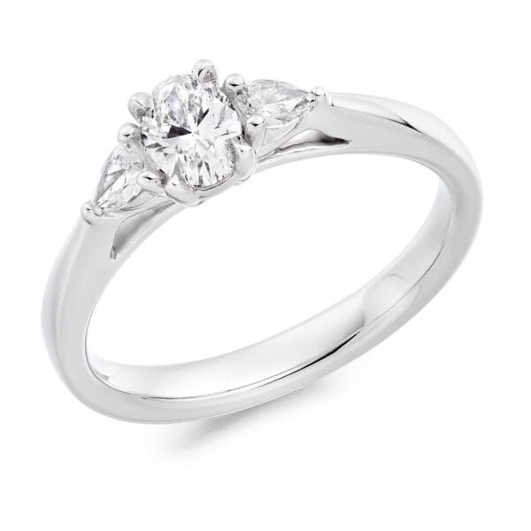 Oval Cut Trilogy Diamond Engagement Ring
