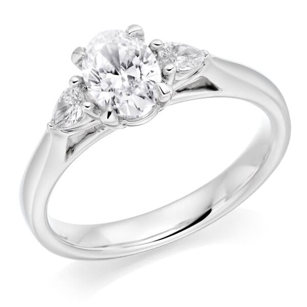 Oval Cut Trilogy Diamond Engagement Ring
