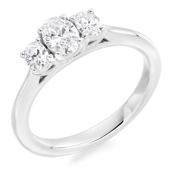 Oval Cut Trilogy Diamond Engagement Ring