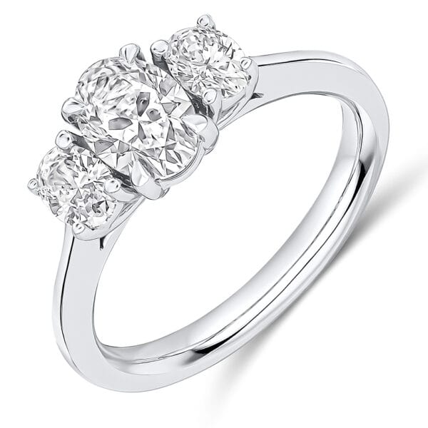 Oval Cut Trilogy Diamond Engagement Ring