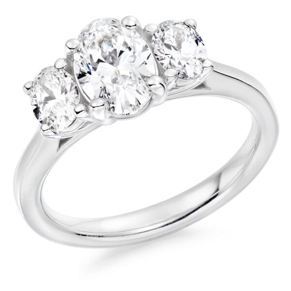 Oval Cut Trilogy Diamond Engagement Ring