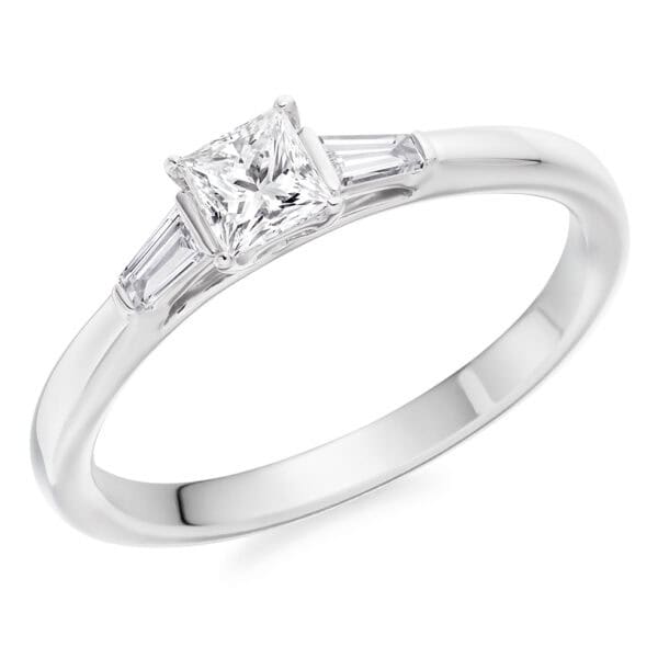 Princess Cut Trilogy Diamond Engagement Ring