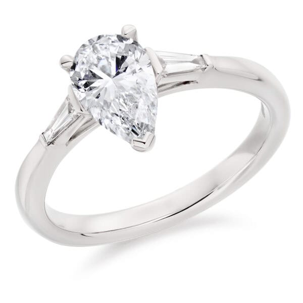 Pear Cut Trilogy Diamond Engagement Ring
