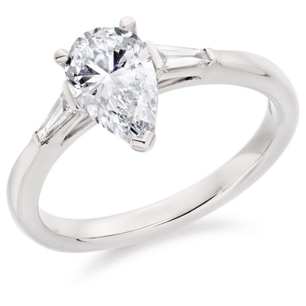 Pear Cut Trilogy Diamond Engagement Ring