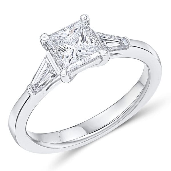 Princess Cut Trilogy Diamond Engagement Ring