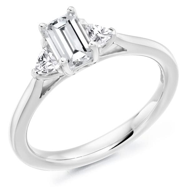 Emerald Cut or Radiant Cut Trilogy Diamond Engagement Ring