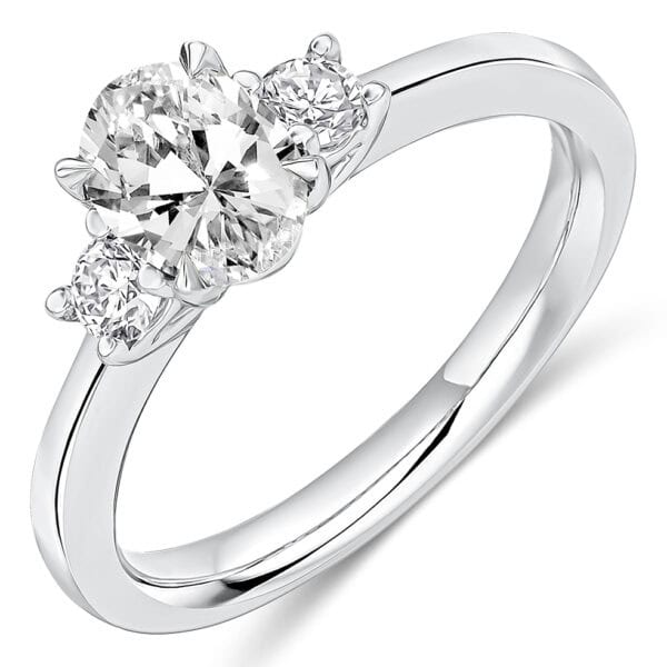 Oval Cut Trilogy Diamond Engagement Ring